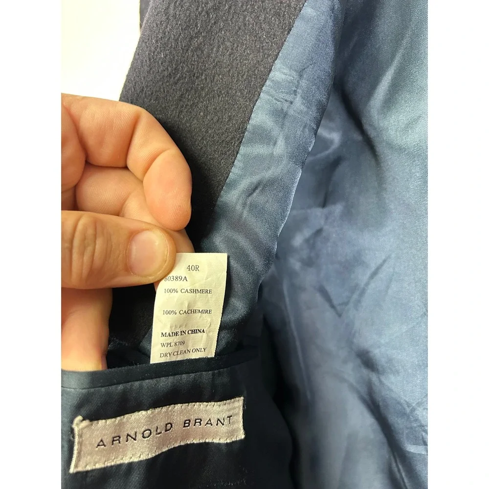 Quiet Luxury Arnold Brant Men 40R Navy Blue 100% Cashmere 2 Button Blazer Jacket